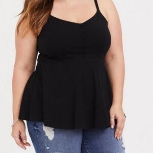 Black Sleeveless Peplum Top